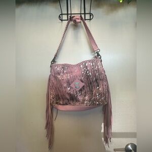 Myra Bag Dusty Pink Sequin Fringe Shoulder Bag